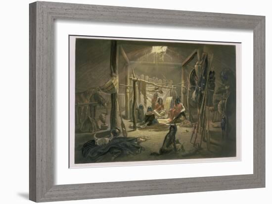 The Interior of the Hut of a Mandan Chief, Plate 19-Karl Bodmer-Framed Giclee Print