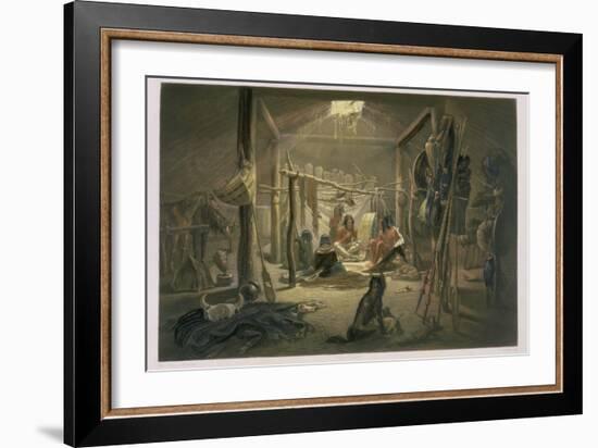 The Interior of the Hut of a Mandan Chief, Plate 19-Karl Bodmer-Framed Giclee Print