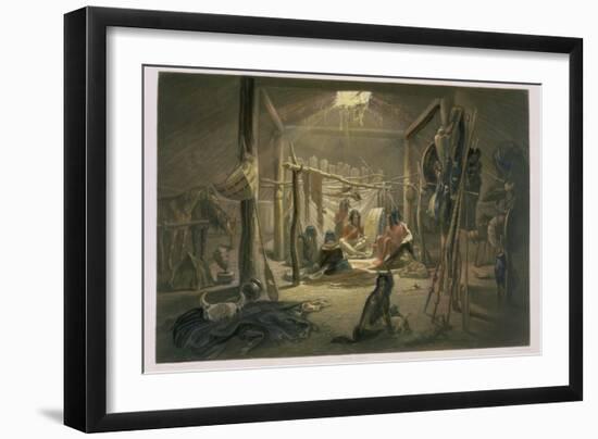 The Interior of the Hut of a Mandan Chief, Plate 19-Karl Bodmer-Framed Giclee Print