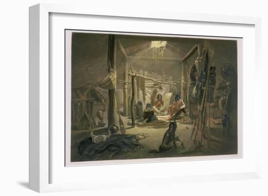 The Interior of the Hut of a Mandan Chief, Plate 19-Karl Bodmer-Framed Giclee Print