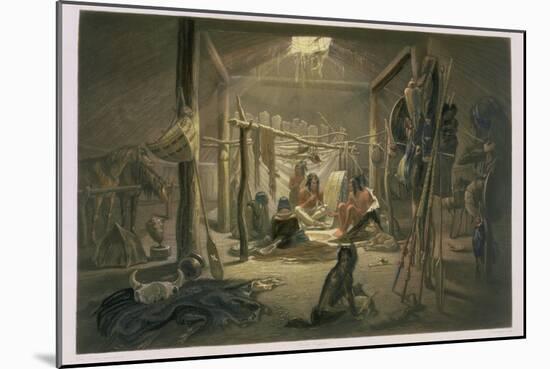 The Interior of the Hut of a Mandan Chief, Plate 19-Karl Bodmer-Mounted Giclee Print