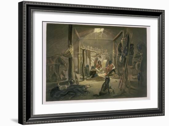 The Interior of the Hut of a Mandan Chief, Plate 19-Karl Bodmer-Framed Giclee Print