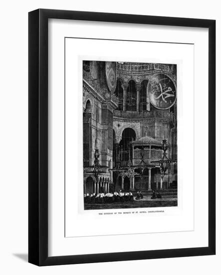 The Interior of the Mosque of Santa Sophia, Constantinople, Turkey, 19th Century-null-Framed Giclee Print