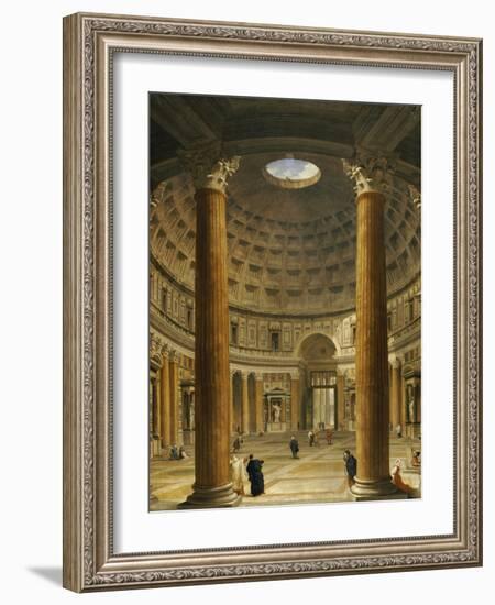 The Interior of the Pantheon, Rome, Looking North from the Main Altar to the Entrance, 1732-Giovanni Paolo Pannini-Framed Giclee Print