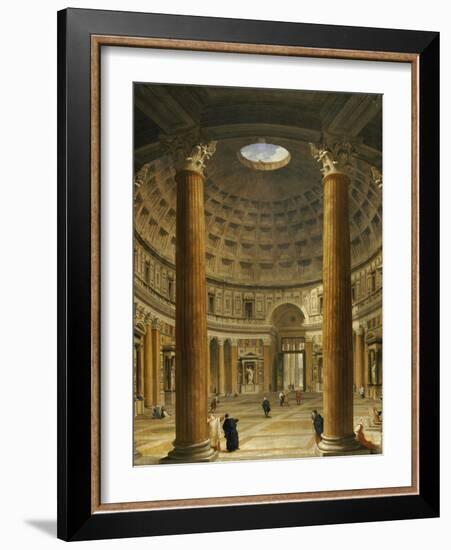 The Interior of the Pantheon, Rome, Looking North from the Main Altar to the Entrance, 1732-Giovanni Paolo Pannini-Framed Giclee Print