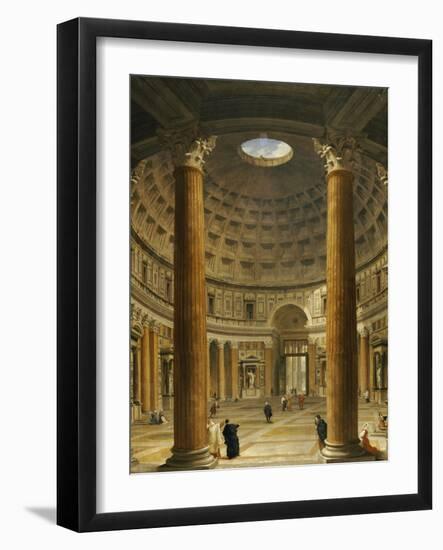 The Interior of the Pantheon, Rome, Looking North from the Main Altar to the Entrance, 1732-Giovanni Paolo Pannini-Framed Giclee Print