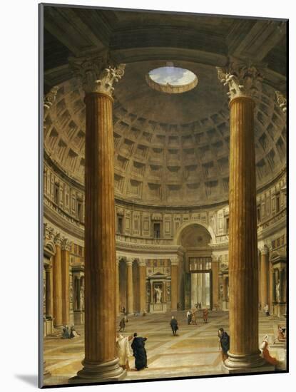 The Interior of the Pantheon, Rome, Looking North from the Main Altar to the Entrance, 1732-Giovanni Paolo Pannini-Mounted Giclee Print