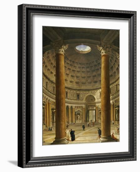 The Interior of the Pantheon, Rome, Looking North from the Main Altar to the Entrance, 1732-Giovanni Paolo Pannini-Framed Giclee Print