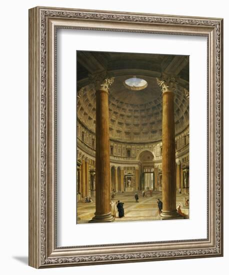 The Interior of the Pantheon, Rome, Looking North from the Main Altar to the Entrance, 1732-Giovanni Paolo Pannini-Framed Giclee Print