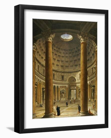 The Interior of the Pantheon, Rome, Looking North from the Main Altar to the Entrance, 1732-Giovanni Paolo Pannini-Framed Giclee Print