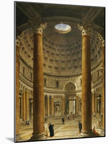 The Interior of the Pantheon, Rome, Looking North from the Main Altar to the Entrance, 1732-Giovanni Paolo Pannini-Mounted Giclee Print