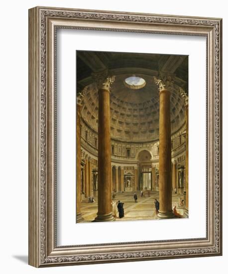 The Interior of the Pantheon, Rome, Looking North from the Main Altar to the Entrance, 1732-Giovanni Paolo Pannini-Framed Giclee Print