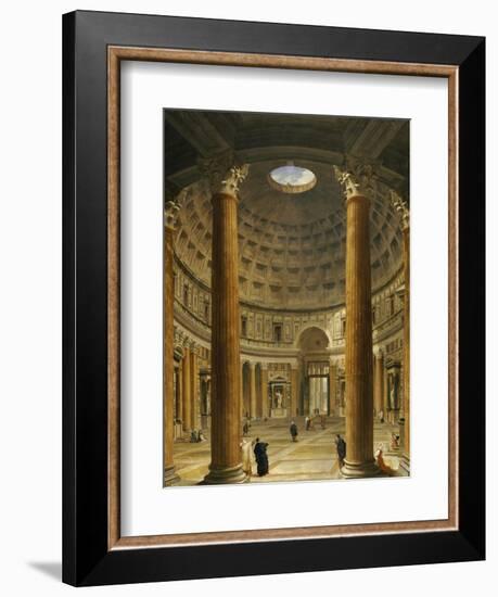 The Interior of the Pantheon, Rome, Looking North from the Main Altar to the Entrance, 1732-Giovanni Paolo Pannini-Framed Giclee Print