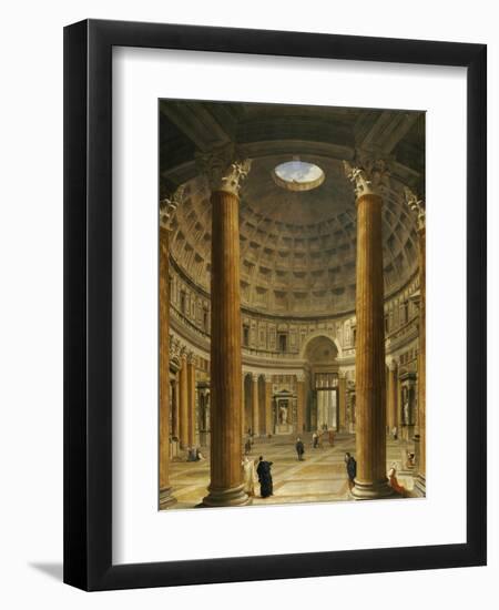 The Interior of the Pantheon, Rome, Looking North from the Main Altar to the Entrance, 1732-Giovanni Paolo Pannini-Framed Giclee Print