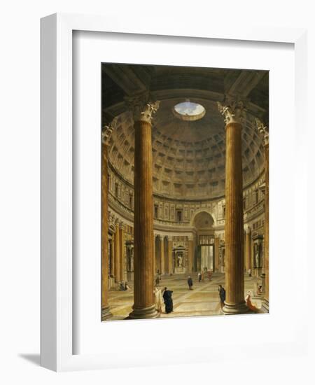 The Interior of the Pantheon, Rome, Looking North from the Main Altar to the Entrance, 1732-Giovanni Paolo Pannini-Framed Giclee Print