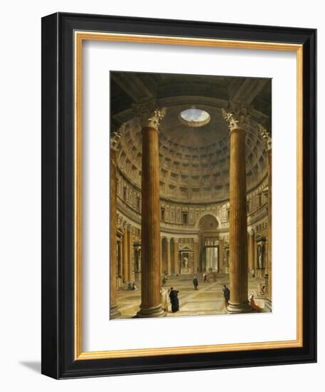 The Interior of the Pantheon, Rome, Looking North from the Main Altar to the Entrance, 1732-Giovanni Paolo Pannini-Framed Giclee Print