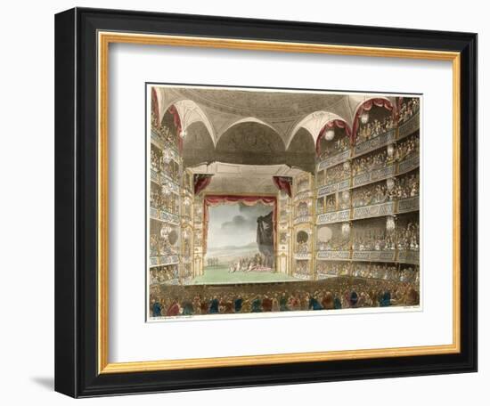 The Interior of the Theatre During a Performance of Shakespeares Coriolanus-Thomas Rowlandson-Framed Art Print