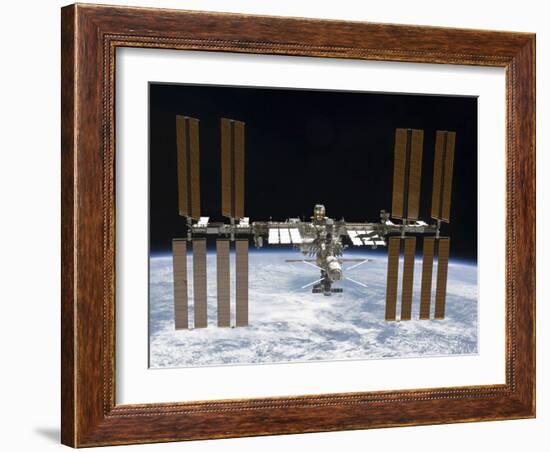 The International Space Station in Orbit Above Earth-Stocktrek Images-Framed Photographic Print