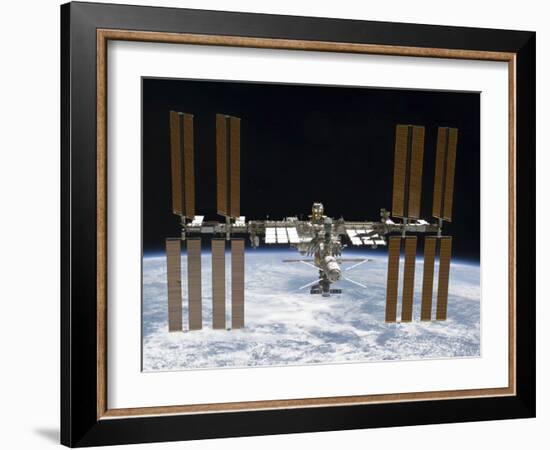 The International Space Station in Orbit Above Earth-Stocktrek Images-Framed Photographic Print