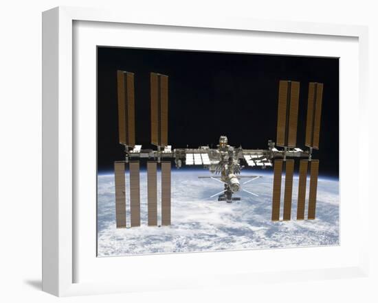 The International Space Station in Orbit Above Earth-Stocktrek Images-Framed Photographic Print