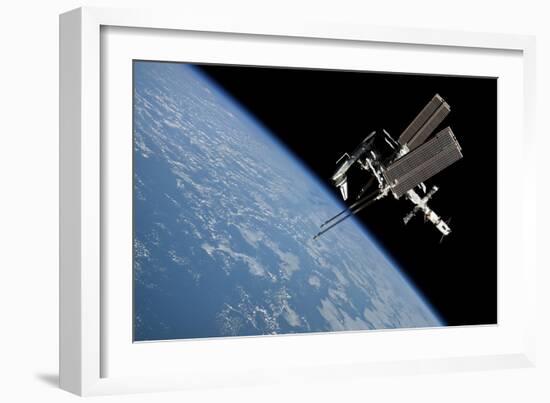 The International Space Station in Orbit Above Earth-null-Framed Photographic Print