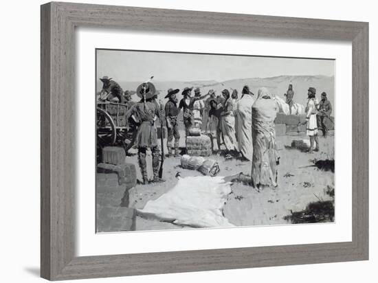 The Interpreter Waved at the Youth, C.1900-Frederic Remington-Framed Giclee Print