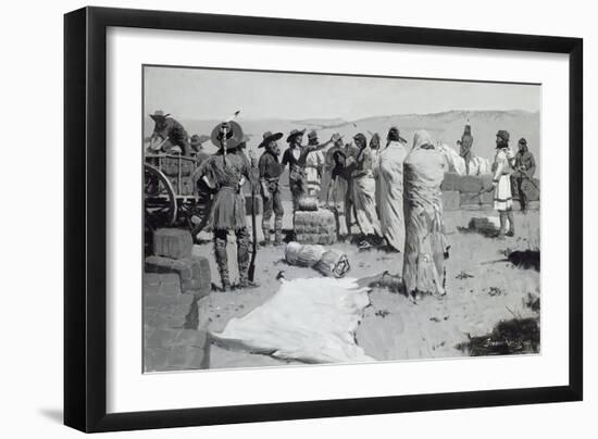 The Interpreter Waved at the Youth, C.1900-Frederic Remington-Framed Giclee Print