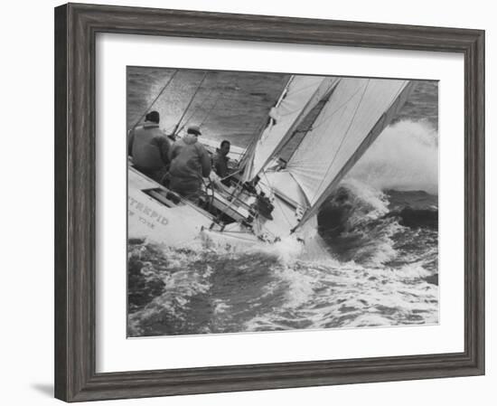 The Intrepid Tipping Into a Sharp Wave-George Silk-Framed Photographic Print