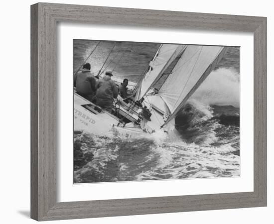 The Intrepid Tipping Into a Sharp Wave-George Silk-Framed Photographic Print