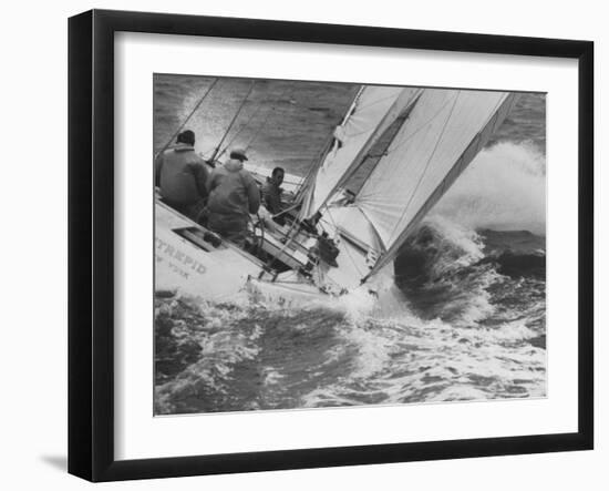 The Intrepid Tipping Into a Sharp Wave-George Silk-Framed Photographic Print