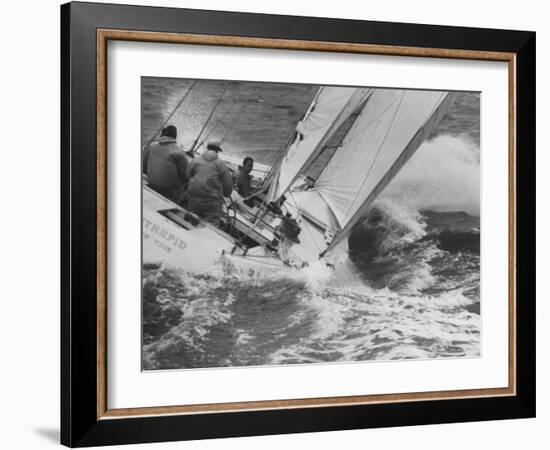 The Intrepid Tipping Into a Sharp Wave-George Silk-Framed Photographic Print