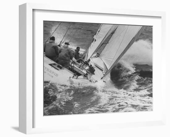 The Intrepid Tipping Into a Sharp Wave-George Silk-Framed Photographic Print