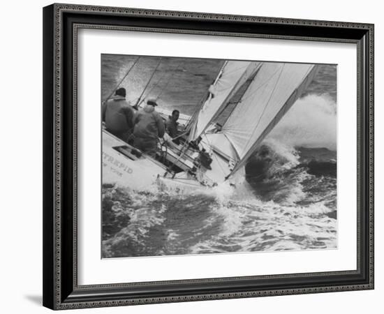 The Intrepid Tipping Into a Sharp Wave-George Silk-Framed Photographic Print