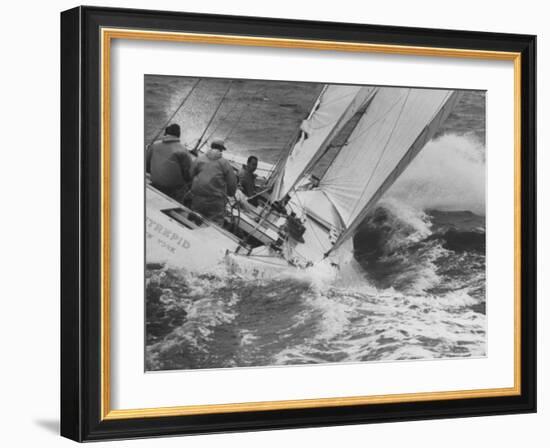 The Intrepid Tipping Into a Sharp Wave-George Silk-Framed Photographic Print