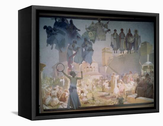 The Introduction of the Slavonic Liturgy, from the 'Slav Epic', 1912-Alphonse Mucha-Framed Premier Image Canvas