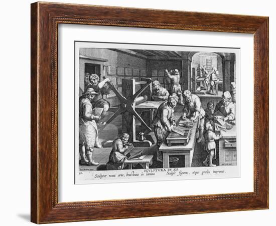 The Invention of Copper Engraving, Plate 20 from 'Nova Reperta'-Jan van der Straet-Framed Giclee Print