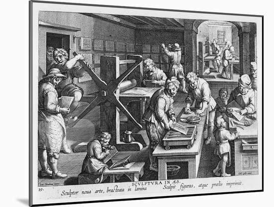The Invention of Copper Engraving, Plate 20 from 'Nova Reperta'-Jan van der Straet-Mounted Giclee Print