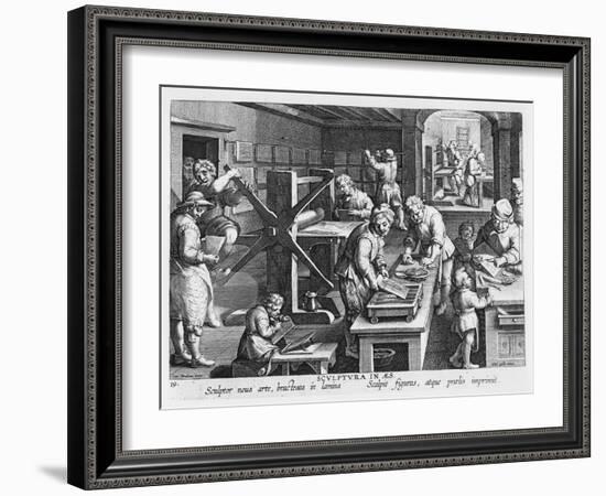 The Invention of Copper Engraving, Plate 20 from 'Nova Reperta'-Jan van der Straet-Framed Giclee Print