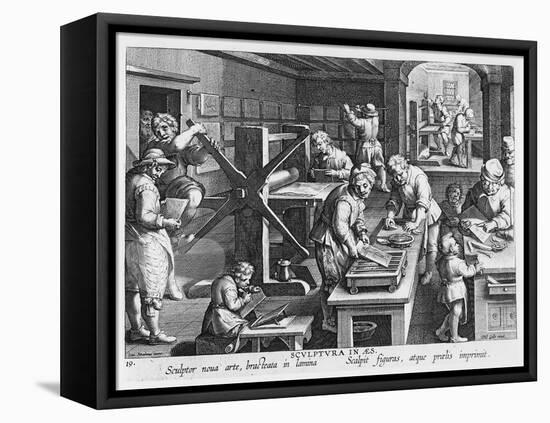 The Invention of Copper Engraving, Plate 20 from 'Nova Reperta'-Jan van der Straet-Framed Premier Image Canvas