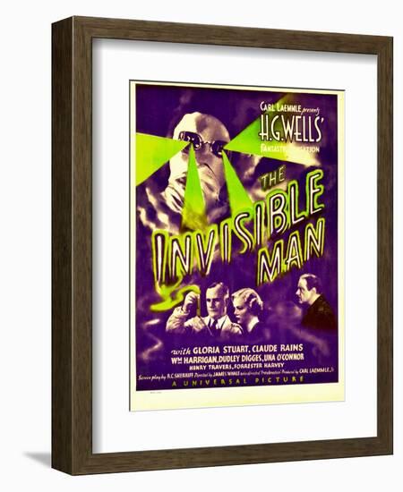 "The Invisible Man", Claude Rains, Henry Travers, Gloria Stuart, William Harrigan on Window Card-null-Framed Premium Giclee Print