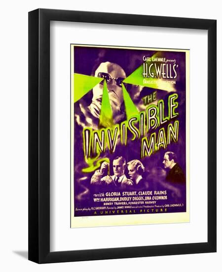 "The Invisible Man", Claude Rains, Henry Travers, Gloria Stuart, William Harrigan on Window Card-null-Framed Premium Giclee Print