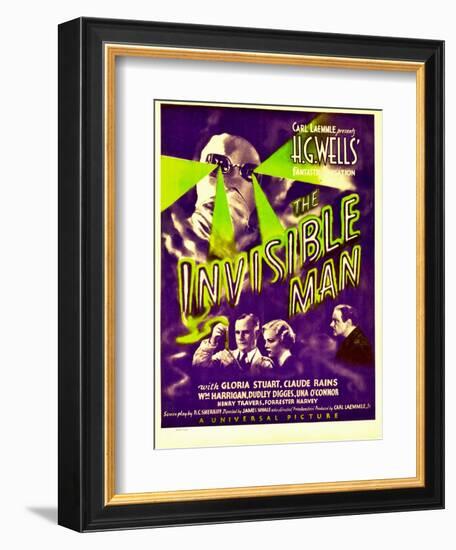 "The Invisible Man", Claude Rains, Henry Travers, Gloria Stuart, William Harrigan on Window Card-null-Framed Premium Giclee Print