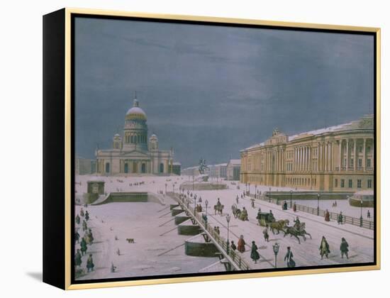 The Isaac Cathedral and the Senate Square in St. Petersburg, 1840s-Paul Marie Roussel-Framed Premier Image Canvas