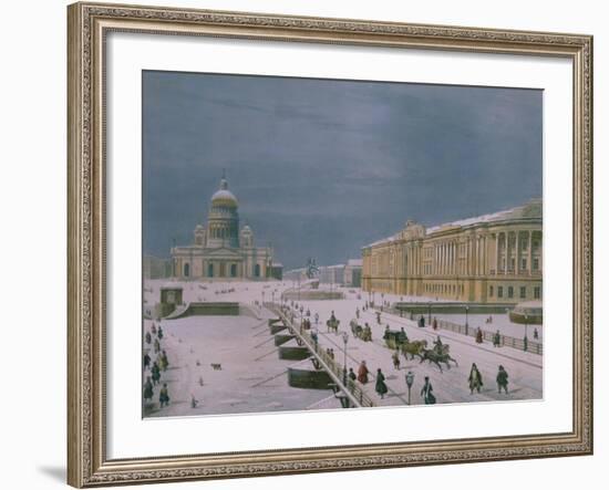 The Isaac Cathedral and the Senate Square in St. Petersburg, 1840s-Paul Marie Roussel-Framed Giclee Print