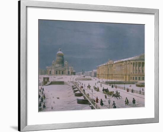 The Isaac Cathedral and the Senate Square in St. Petersburg, 1840s-Paul Marie Roussel-Framed Giclee Print