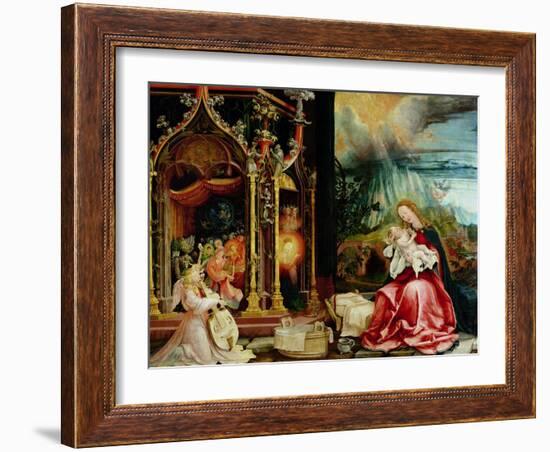 The Isenheim Altarpiece, Central Panel: Concert of Angels and Nativity, 1506-1515-Matthias Grünewald-Framed Giclee Print