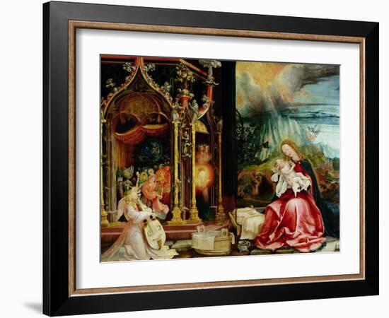 The Isenheim Altarpiece, Central Panel: Concert of Angels and Nativity, 1506-1515-Matthias Grünewald-Framed Giclee Print