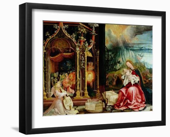 The Isenheim Altarpiece, Central Panel: Concert of Angels and Nativity, 1506-1515-Matthias Grünewald-Framed Giclee Print