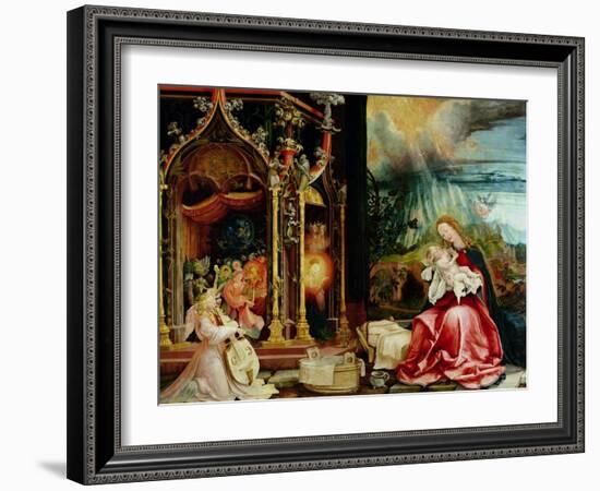 The Isenheim Altarpiece, Central Panel: Concert of Angels and Nativity, 1506-1515-Matthias Grünewald-Framed Giclee Print