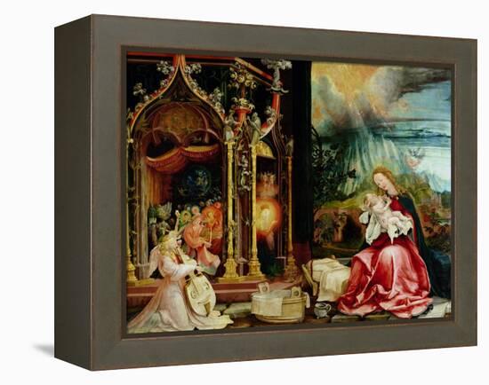 The Isenheim Altarpiece, Central Panel: Concert of Angels and Nativity, 1506-1515-Matthias Grünewald-Framed Premier Image Canvas